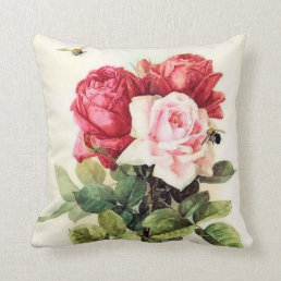 Vintage Victorian Rose Bouquet Throw Pillow
