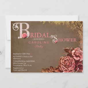 Vintage Victorian Rose Bridal Shower Invitation