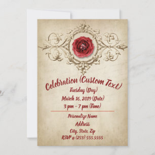 Vintage Victorian Rose Diamond Customized Invitation