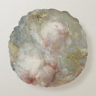 Vintage Victorian Rose Floral With Gold Accents Round Pillow