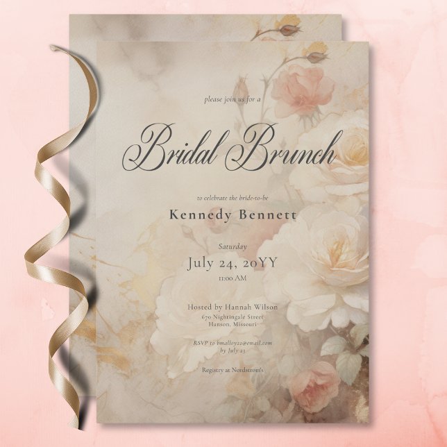 Vintage Victorian Rose Garden Bridal Brunch Invitation (Vintage Victorian Rose Garden Bridal Brunch Invitation)