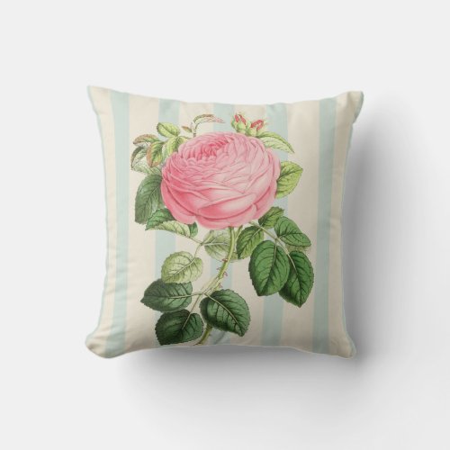 Vintage Victorian Rose Throw Pillow - Vintage Floral Victorian Rose Throw Pillow