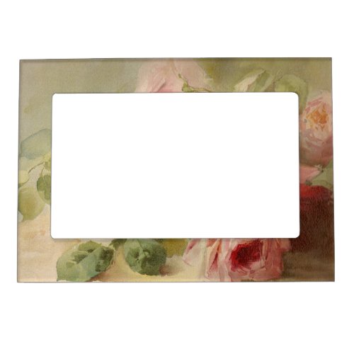 Vintage Victorian Rose Watercolor Magnetic Picture Frame