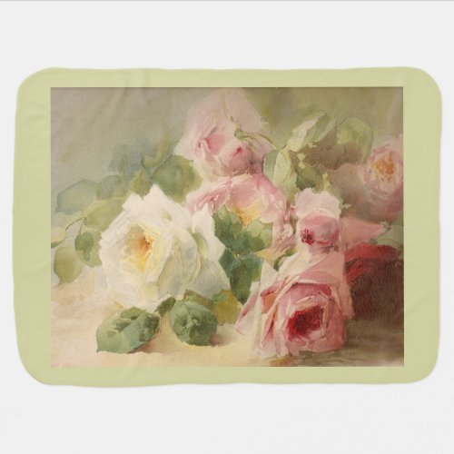 Vintage Victorian Rose Watercolor Swaddle Blanket