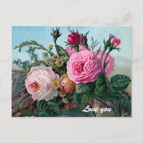 Vintage Victorian Roses Custom Postcard