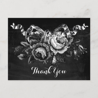 Vintage Victorian Roses Thank You Postcard