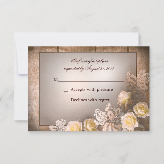 vintage victorian roses wedding rsvp card (Front)