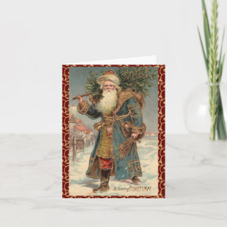 Vintage Victorian Rustic Santa Christmas Card