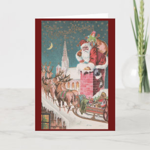 Vintage Victorian Santa Christmas Holiday Card