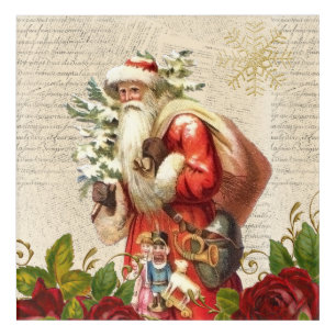 Vintage Victorian Santa Claus Antique Decoupage Acrylic Print