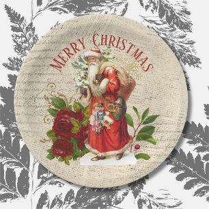Vintage Victorian Santa Claus Antique Decoupage Paper Plates