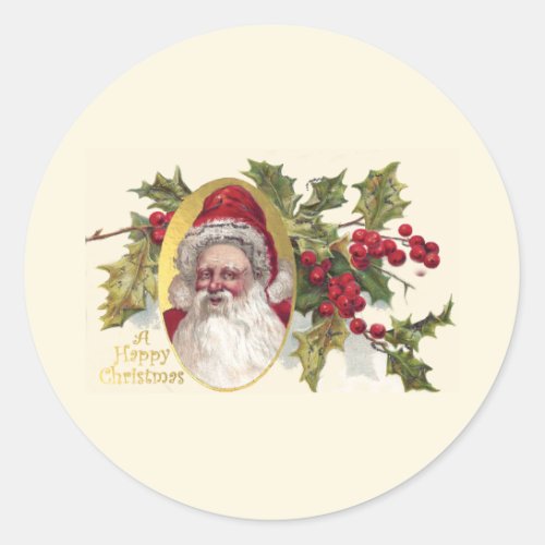 Vintage Victorian Santa Claus c1906 Christmas Classic Round Sticker