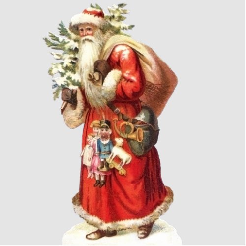 Vintage Victorian Santa Claus Christmas Toy Tree Cutout