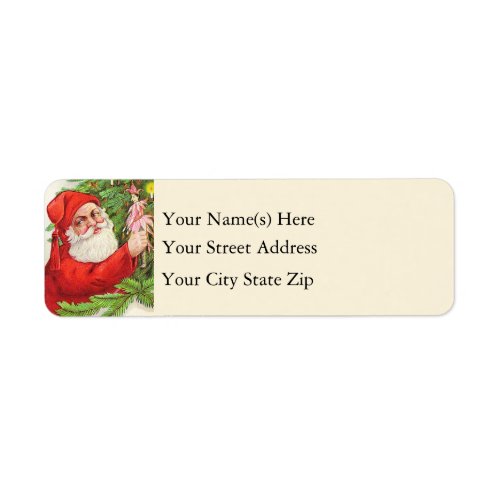 Vintage Victorian Santa Claus Christmas Tree Label