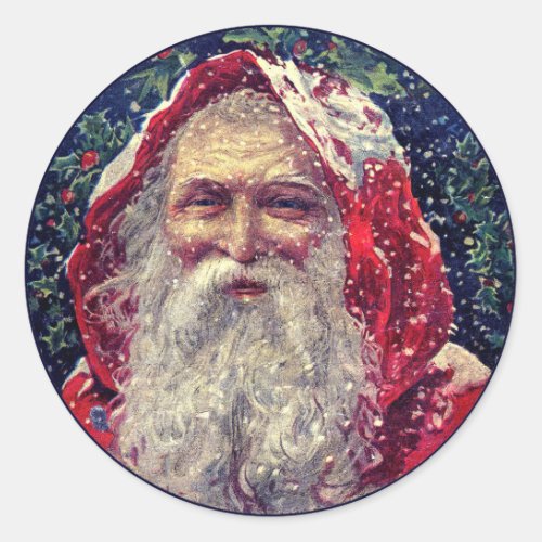 Vintage Victorian Santa Claus Classic Round Sticker