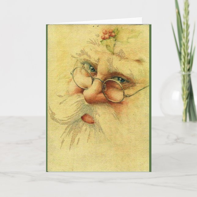 Vintage Victorian Santa Claus Holiday Card (Front)