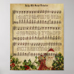 Vintage Victorian Santa Claus Music Score and Song Poster<br><div class="desc">Rustic antique Christmas music print.</div>