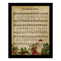 Vintage Victorian Santa Claus Music Score and Song