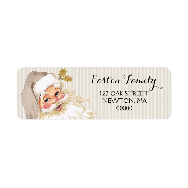Vintage Victorian Santa Claus Taupe & Gold Label (Front)
