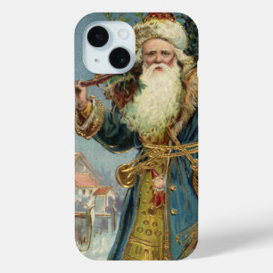 Vintage Victorian Santa Claus with Christmas Tree iPhone 15 Case