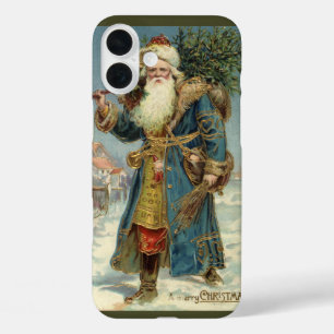Vintage Victorian Santa Claus with Christmas Tree iPhone 16 Plus Case