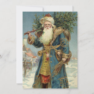 Vintage Victorian Santa Claus with Christmas Tree Invitation