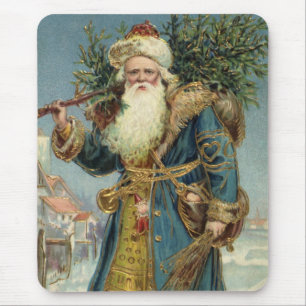 Vintage Victorian Santa Claus with Christmas Tree Mouse Pad