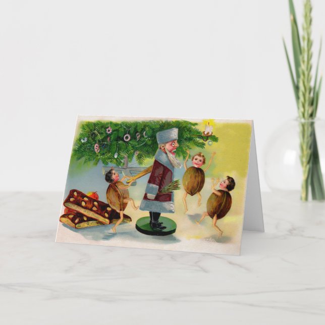 Vintage Victorian Santa Nutcracker Christmas Card (Front)