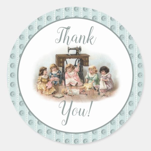 Vintage Victorian Sewing Seamtress Thank You Classic Round Sticker