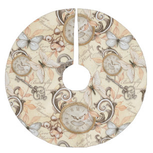 Vintage Victorian Shabby Chic Country Pattern Brushed Polyester Tree Skirt