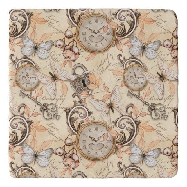 Vintage Victorian Shabby Chic Country Pattern Trivet (Front)