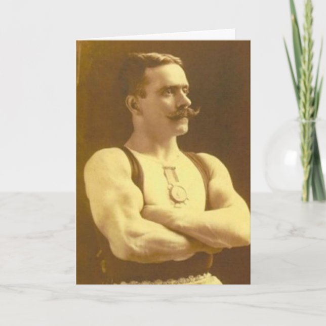 Vintage Victorian Side Show Strongman Postcard (Front)