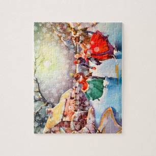 Vintage Victorian Skaters Jigsaw Puzzle