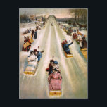 Vintage Victorian Sledding Hill Christmas Holiday Postcard<br><div class="desc">Vintage image of a Victorian era sledding hill.  Enhanced and restored by Scenesfromthepast.net</div>