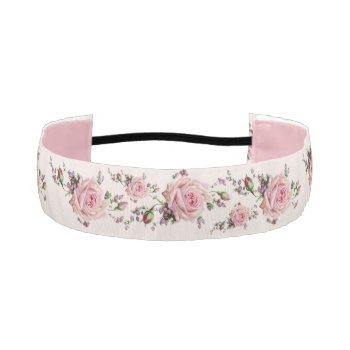Vintage Victorian Soft Romantic Pink Roses Athletic Headband by SimpleElegance at Zazzle