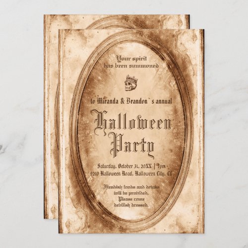 Vintage Victorian Spooky Gothic Skull Halloween Invitation