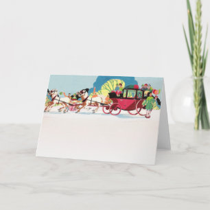 Vintage Victorian Stagecoach Christmas Party Holiday Card