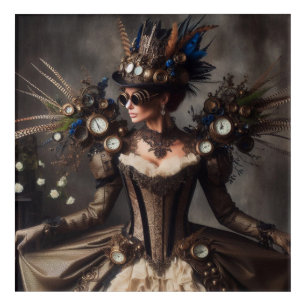 Vintage Victorian Steampunk Clockwork Time Lady Acrylic Print
