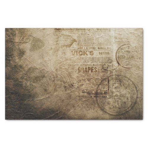 Vintage Victorian Steampunk Distressed Newsprint Tissue Paper