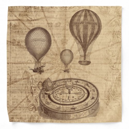 Vintage victorian steampunk hot air balloons bandana