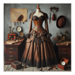 Vintage Victorian Steampunk Lady Detective Dress Acrylic Print