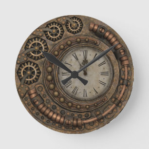 Vintage Victorian Steampunk Metal Bronze Round Clock