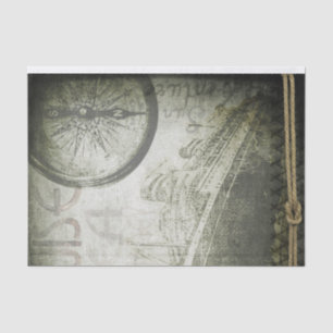 Vintage Victorian Steampunk Ship Compass Collage Tissue Paper
