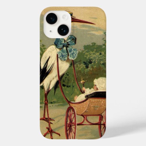 Vintage Victorian Stork and Baby Carriage Case_Mate iPhone 14 Case