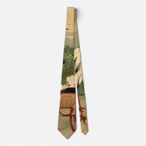 Vintage Victorian Stork and Baby Carriage Neck Tie