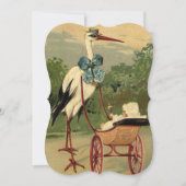 Vintage Victorian Stork with Carriage Baby Shower Invitation (Front)