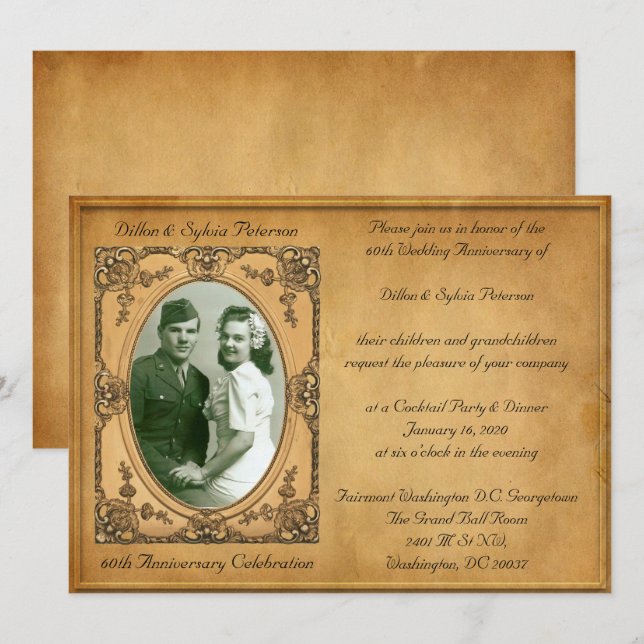 Vintage Victorian Style 60th Anniversary Invitation (Front/Back)