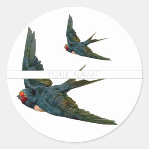 VINTAGE VICTORIAN SWALLOWS ROUND ENVELOPE SEAL