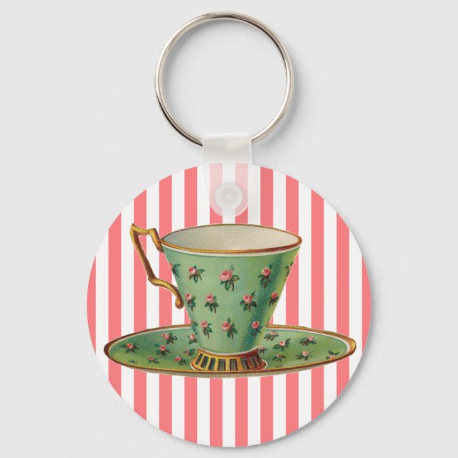 Vintage Victorian Tea Cup Keychain (Front)