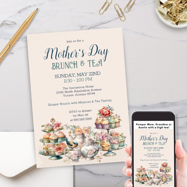 Vintage Victorian Tea Party Brunch Event Invitation (Elegant victorian tea party invitation for any high tea, ladies club or girls only party invitation)